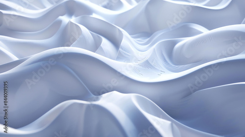White abstract waves. 3D rendering. Futuristic background.