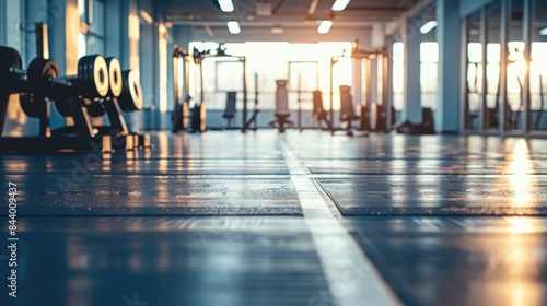 Modern Gym Interior with Equipment and Sunlight