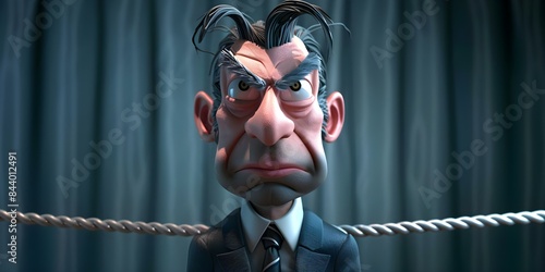 Deceptive Scammer with Unscrupulous Presence in Business 3D Cartoon Image. Concept Deceptive Scammer, Unscrupulous Presence, Business 3D Cartoon, Image