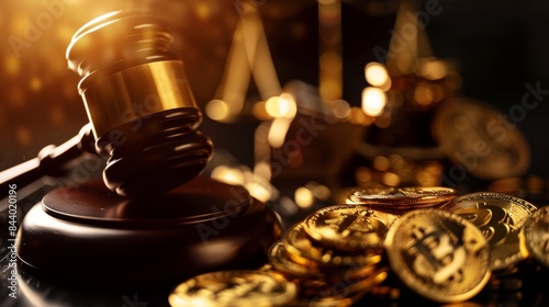 Gavel Gold Coins Justice Legal System Wealth Law Courtroom Finance