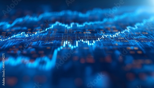 Blue digital financial data visualization