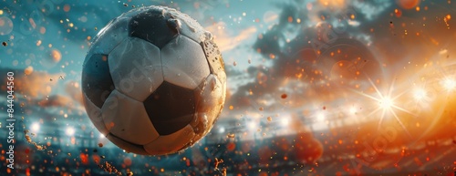 close-up of a ball in the middle of a soccer field