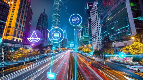 Smart city technology connects different parts of the city, such as sensors, devices, and services, through a wireless network.