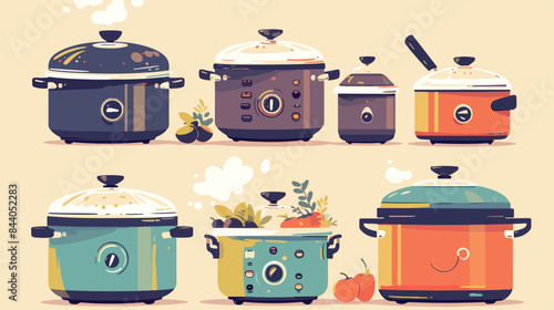 Automatic multicooker and pressure cooker clipart v