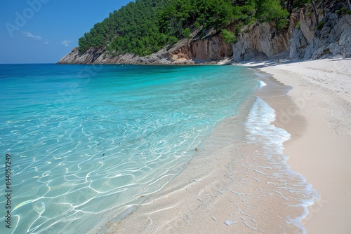 Clear Blue Water and White Sand Beach in Greece