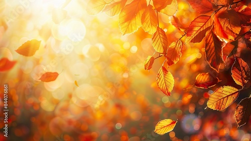 A leafy tree with orange leaves is the main focus of the image