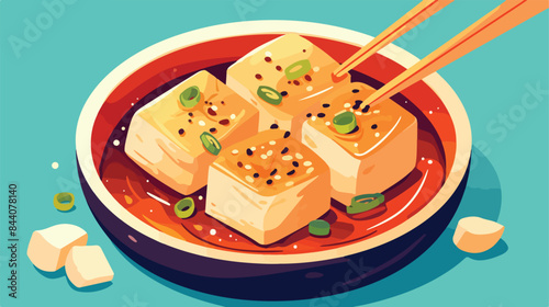 Chinese Chou Dou Fu - Chinese Stinky Tofu flat vect