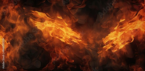 fire textures in the form of flames and smoke on a black background