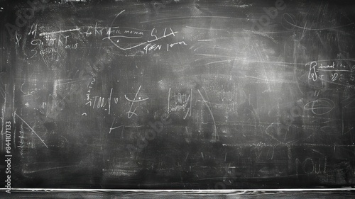 A vintage chalkboard filled with various mathematical equations and diagrams, symbolizing education, learning, and academic concepts.