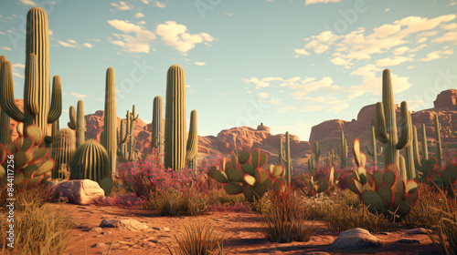 cactuses in a desert landscape