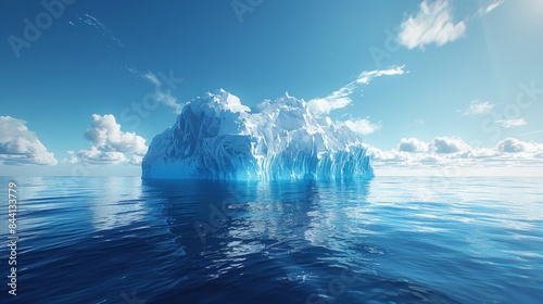 Stunning iceberg floating in the serene blue ocean under a clear sky