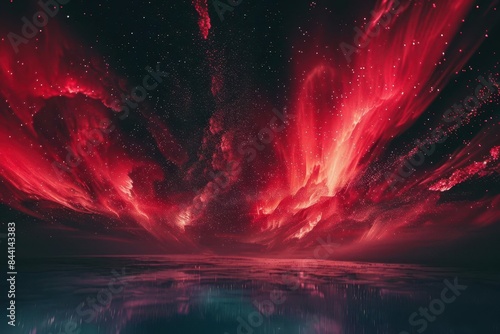 mesmerizing red and black aurora dancing in night sky abstract polar landscape