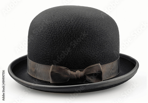 Vintage Black Bowler Hat with Classic Satin Ribbon and Bow - Timeless Fashion Accessory for Elegant and Sophisticated Styles