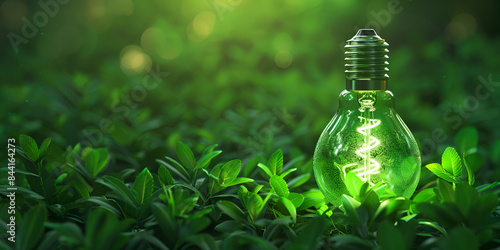 Concept of green energy in the context of the light bulb with a plant renewable energy 