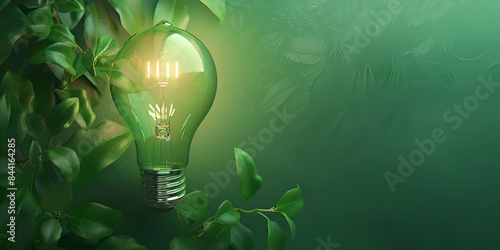 Concept of green energy in the context of the light bulb with a plant renewable energy 