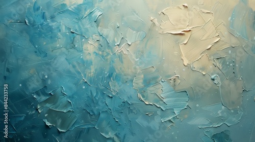 Abstract blue and beige textured background with rough brush strokes, perfect for modern decor and art designs.