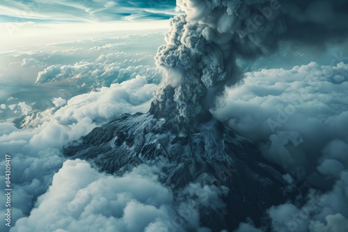 A sudden volcanic eruption sends plumes of ash and smoke into the atmosphere, posing a threat to the astronaut's safety