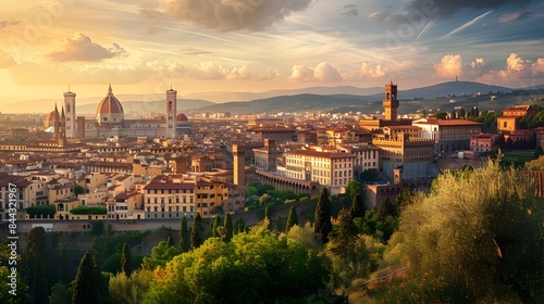 Magnificent Skyline of Historic Florence with Iconic Duomo Cathedral at Sunset