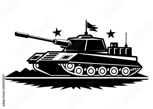 Drawing of a tank destroyer silhouette vector illustration 