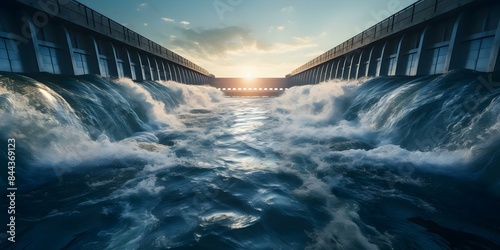 Harnessing Renewable Energy Innovative Hydro Dam Generates Electricity from Water. Concept Renewable Energy, Innovation, Hydro Dam, Electricity Generation, Water Power