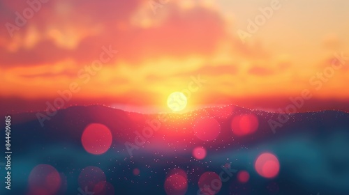 Blurry background of a stunning natural sunset landscape