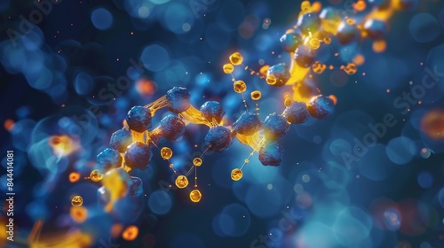 A closeup of a protein with several disulfide bonds highlighted in yellow indicating posttranslational modification by disulfide bond formation