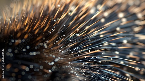 Close-up of Porcupine Quills Showcasing Sharp Texture and Intricate Pattern
