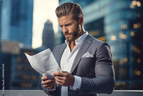 Handsome man successful confident strict businessman made with generative AI