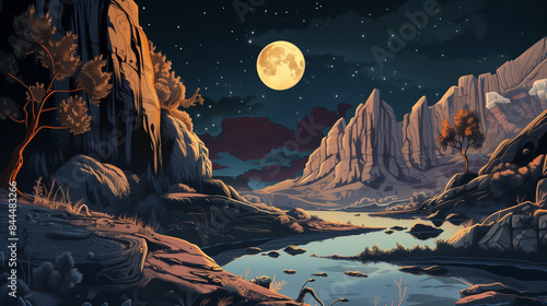 Moon lit Canyon Quest cartoon