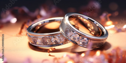 Wedding rings on table