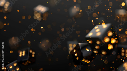 A black background with a bunch of dice scattered around