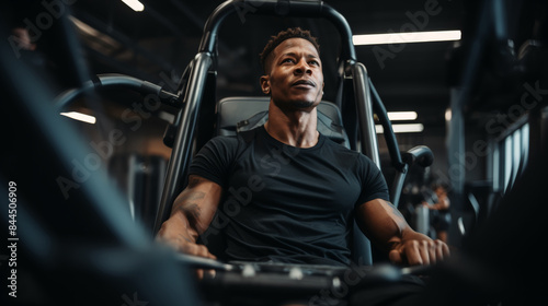 Man working out on fitness machine