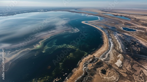 Elton Lake, found in Russia's Volgograd Oblast, is a vast salt lake with various minerals. From above, the lake's parched soil can be seen.