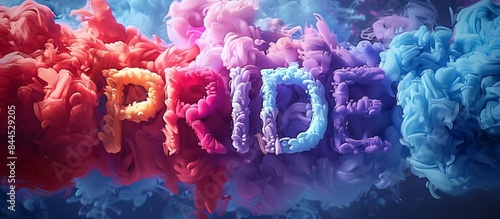 Pride text made from colorful smoke, PLGBT Pride banner, Gay Pride, LGBT concept, Pride day, Happy Pride Month.