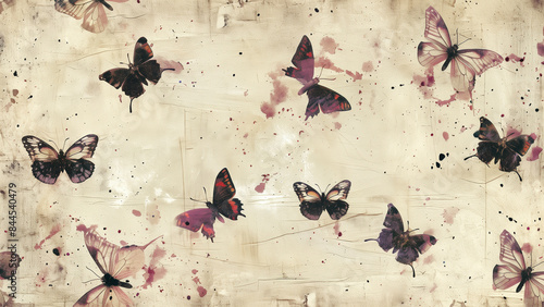 Small Butterflies in a Victorian Watercolor Design