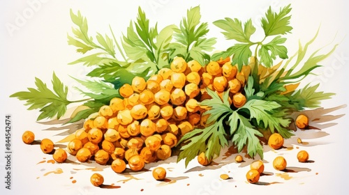 A watercolor of chickpeas clipart, isolated on white background