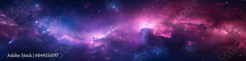 Space nebula and galaxy, Nebula and galaxies in space. Abstract cosmos background, Banner