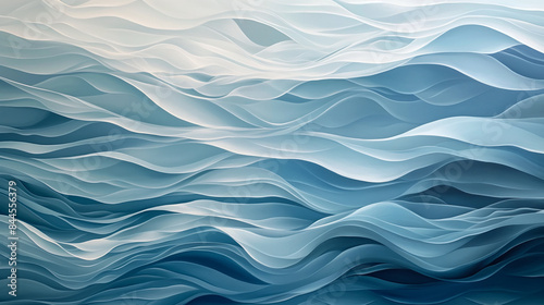 An intricate abstract design of ocean waves, portraying the calming rhythms and soothing hues of the sea, creating a harmonious and peaceful visual