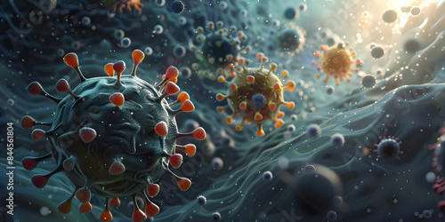 Virus Replication Cycle: An animated sequence showing the replication cycle of the novel virus within host cells, from viral entry to assembly and release of new viral particles