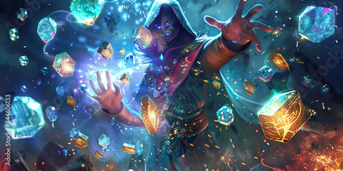 Arcane Symbols: The Wizard's Craft of Rune-Casting - An illustration showing a wizard surrounded by glowing runes, their hands moving with precision as they cast powerful spells through runic magic