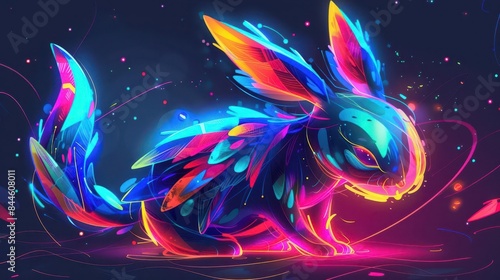 futuristic hybrid animal character with vibrant colors imaginative game concept illustration