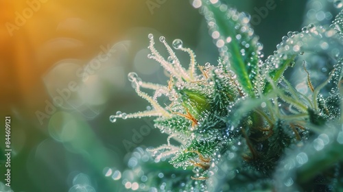 high resolution macro shot of cannabis bud with trichomes and pistils medical marijuana closeup