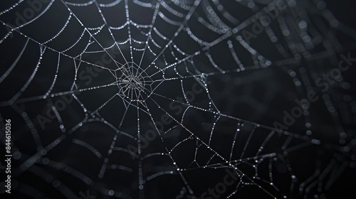Creepy spider web against a black backdrop