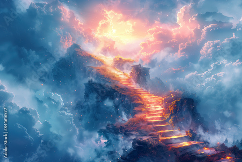 Breathtaking Watercolor Stairway to Heaven: Ethereal and Serene
