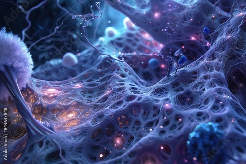 110 Strange microscopic alien organic fiber bio anomaly 3D illustration