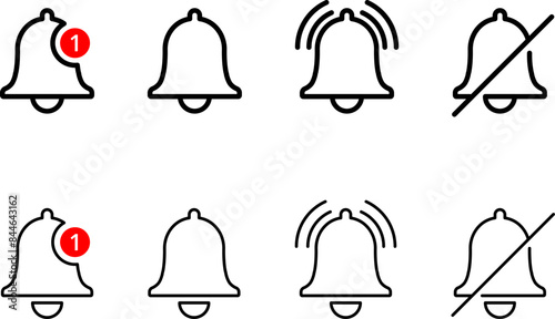 Notification bell icon. New message alert sign symbol. Inbox message sign. Notification bell icon for incoming inbox message. Vector bell.