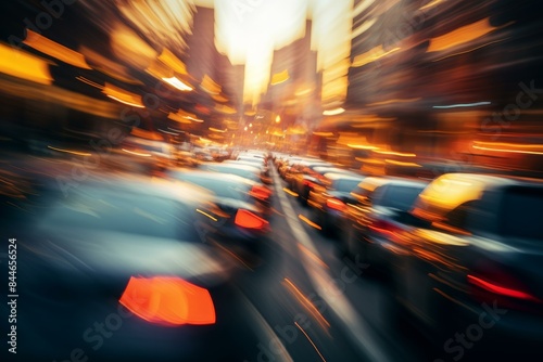 Frustrating Traffic jam blur. Urban motion. Generate Ai
