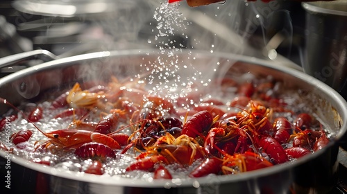 Boiling Crawfish in a Pot