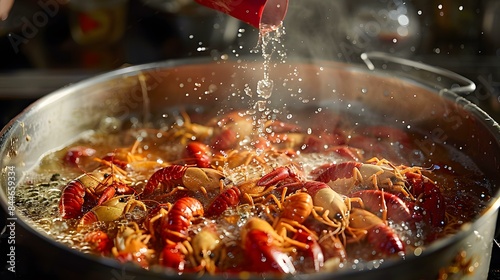 Cooking a pot of crayfish