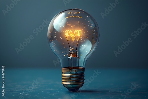 Glowing Light Bulb Against Vibrant Blue Background Innovative Illumination Concept